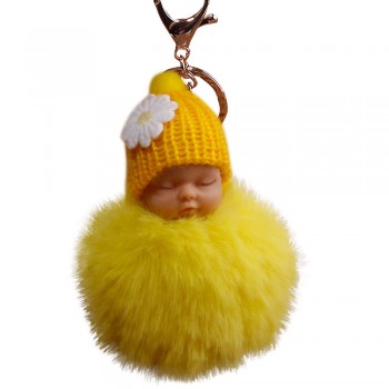 OTOKY  2018 Cute Fashion  Cute Fur Fluffy PomPom Sleeping Baby Doll Key Chains Keyrings Bags Charm Pendant  Oct.25