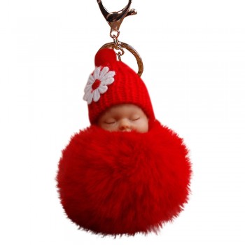 OTOKY  2018 Cute Fashion  Cute Fur Fluffy PomPom Sleeping Baby Doll Key Chains Keyrings Bags Charm Pendant  Oct.25