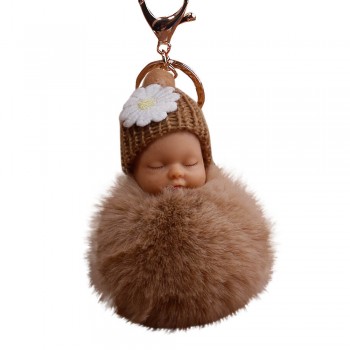 OTOKY  2018 Cute Fashion  Cute Fur Fluffy PomPom Sleeping Baby Doll Key Chains Keyrings Bags Charm Pendant  Oct.25