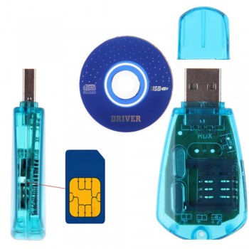 Hot sale ! Blue USB Cellphone Standard SIM Card Reader Copy Cloner Writer SMS Backup GSM/CDMA+CD UM