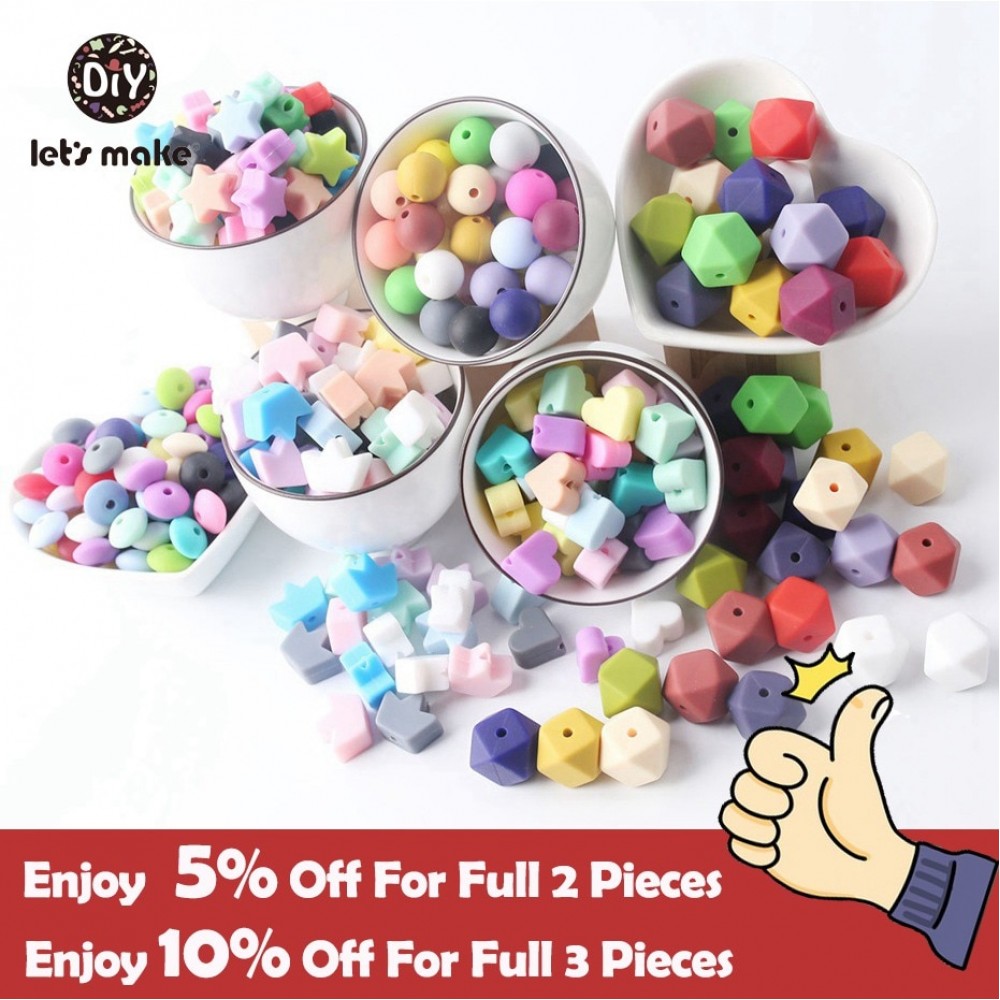 Silicone Beads BPA Free Silicone Teether 50pc 14mm Baby Teething Jewelry Making Beads DIY Teether Beads Baby Products Lets Make