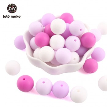 Silicone Beads BPA Free Silicone Teether 50pc 14mm Baby Teething Jewelry Making Beads DIY Teether Beads Baby Products Lets Make