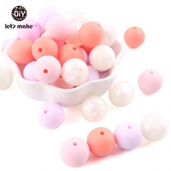 Silicone Beads BPA Free Silicone Teether 50pc 14mm Baby Teething Jewelry Making Beads DIY Teether Beads Baby Products Lets Make