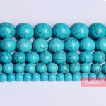 Free Shipping Smooth Natural Stone Blue Turquoises Round Loose Beads 15 Strand 4 6 8 10 12 MM Pick Size For Jewelry Making BTB2