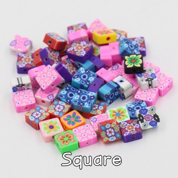 (Mixed 50 PCS/Pack) Fimo beads Fruit animal Square Style Polymer Clay Spacer Loose Beads For DIY Bracelet Necklace Accessories