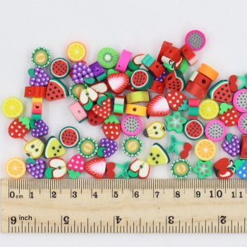(Mixed 50 PCS/Pack) Fimo beads Fruit animal Square Style Polymer Clay Spacer Loose Beads For DIY Bracelet Necklace Accessories