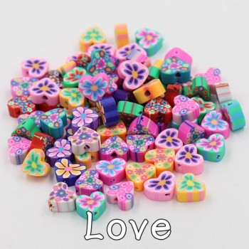 (Mixed 50 PCS/Pack) Fimo beads Fruit animal Square Style Polymer Clay Spacer Loose Beads For DIY Bracelet Necklace Accessories