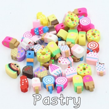 (Mixed 50 PCS/Pack) Fimo beads Fruit animal Square Style Polymer Clay Spacer Loose Beads For DIY Bracelet Necklace Accessories