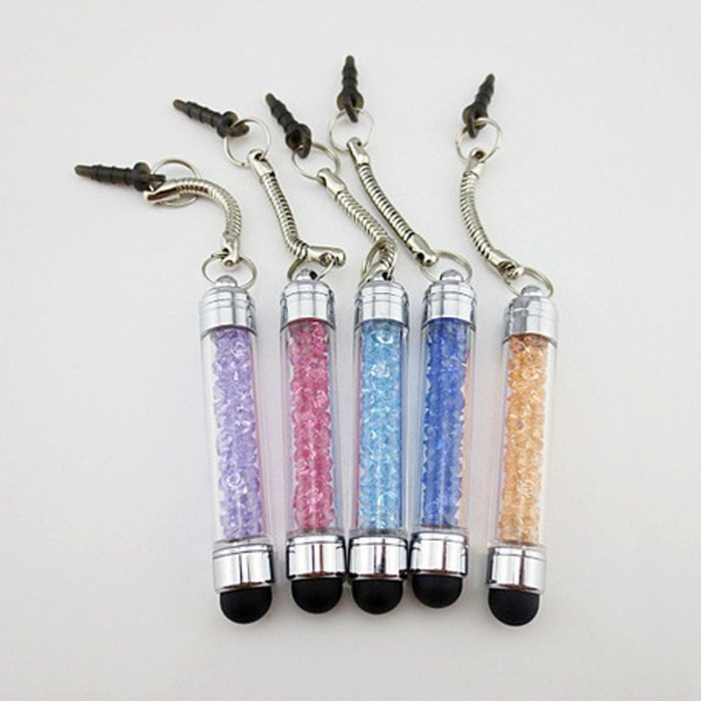 Marsnaska Tablet Stylus Pen Mini Diamonds 3.5mm Earphone Port Dust Plug Mobile Phone Touch Pen For Samsung iPad PC Latop Decor