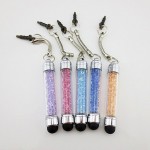 Marsnaska Tablet Stylus Pen Mini Diamonds 3.5mm Earphone Port Dust Plug Mobile Phone Touch Pen For Samsung iPad PC Latop Decor