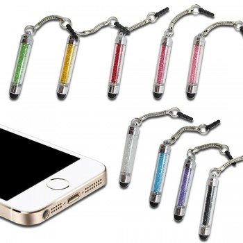 Marsnaska Tablet Stylus Pen Mini Diamonds 3.5mm Earphone Port Dust Plug Mobile Phone Touch Pen For Samsung iPad PC Latop Decor