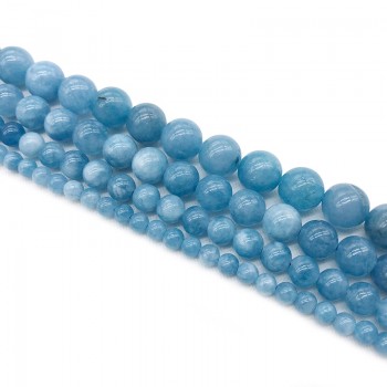 Natural Stone Beads Blue Aquamarin Angelite Round Beaded beads 4 6 8 10 12mm Fit DIY Beads For Jewelry Making Bracelet Woman