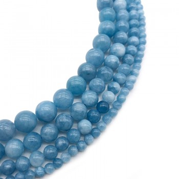 Natural Stone Beads Blue Aquamarin Angelite Round Beaded beads 4 6 8 10 12mm Fit DIY Beads For Jewelry Making Bracelet Woman