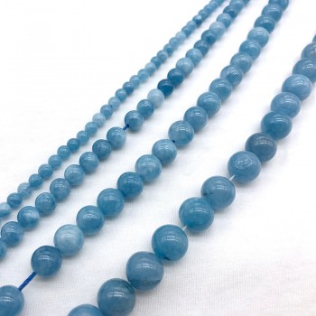 Natural Stone Beads Blue Aquamarin Angelite Round Beaded beads 4 6 8 10 12mm Fit DIY Beads For Jewelry Making Bracelet Woman