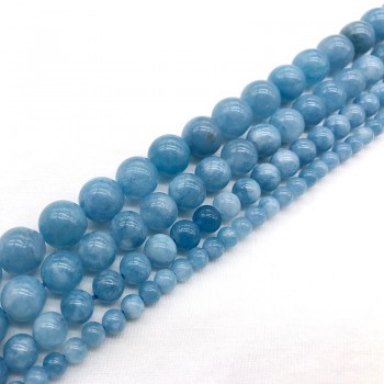 Natural Stone Beads Blue Aquamarin Angelite Round Beaded beads 4 6 8 10 12mm Fit DIY Beads For Jewelry Making Bracelet Woman
