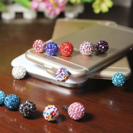 Marsnaska Elegance Fashion Style With Diamond Ball Design Mobile Phone Ear Cap Dust Plug For Iphone Samsung 3.5mm Dust Plug