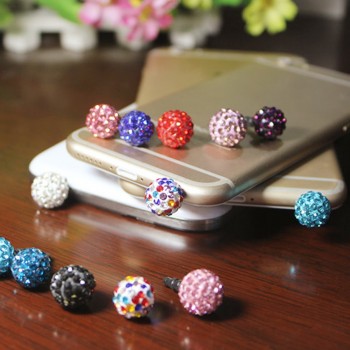 Marsnaska Elegance Fashion Style With Diamond Ball Design Mobile Phone Ear Cap Dust Plug For Iphone Samsung 3.5mm Dust Plug