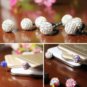 Marsnaska Elegance Fashion Style With Diamond Ball Design Mobile Phone Ear Cap Dust Plug For Iphone Samsung 3.5mm Dust Plug