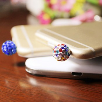 Marsnaska Elegance Fashion Style With Diamond Ball Design Mobile Phone Ear Cap Dust Plug For Iphone Samsung 3.5mm Dust Plug