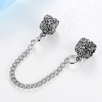New Silver Plated Bead Charm Star Love Heart  Mickey Safety Chain Rose Gold Beads Fit Women Pandora Bracelet Bangle DIY Jewelry