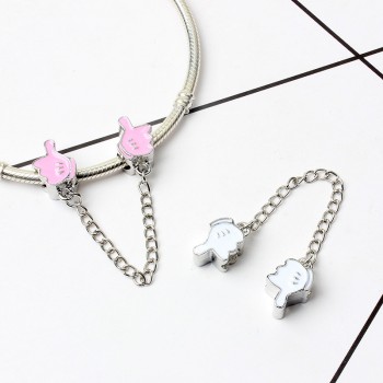 New Silver Plated Bead Charm Star Love Heart  Mickey Safety Chain Rose Gold Beads Fit Women Pandora Bracelet Bangle DIY Jewelry