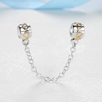 New Silver Plated Bead Charm Star Love Heart  Mickey Safety Chain Rose Gold Beads Fit Women Pandora Bracelet Bangle DIY Jewelry