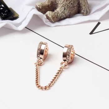 New Silver Plated Bead Charm Star Love Heart  Mickey Safety Chain Rose Gold Beads Fit Women Pandora Bracelet Bangle DIY Jewelry