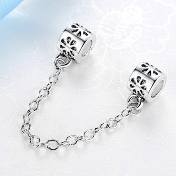 New Silver Plated Bead Charm Star Love Heart  Mickey Safety Chain Rose Gold Beads Fit Women Pandora Bracelet Bangle DIY Jewelry