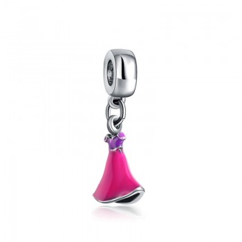 New Original 925 Silver Bead Charm Enamel Crystal Princess Dress Pendant Dangle Fit Pandora Bracelet Necklace DIY Women Jewelry