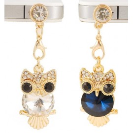 Cute Big Eyes Crystal Owl Mobile Phone Dust Plug Earphone Jack Plug Suitable for All of 3.5mm Headphone Plug of Phone