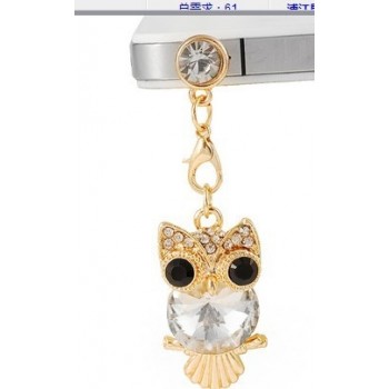 Cute Big Eyes Crystal Owl Mobile Phone Dust Plug Earphone Jack Plug Suitable for All of 3.5mm Headphone Plug of Phone