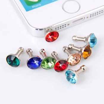 CatXaa 5pcs Bling Diamond Dust Plug Universal 3.5mm Cell Phone Earphone Plug For iPhone 6 5s Samsung HTC Headphone Jack Stopper