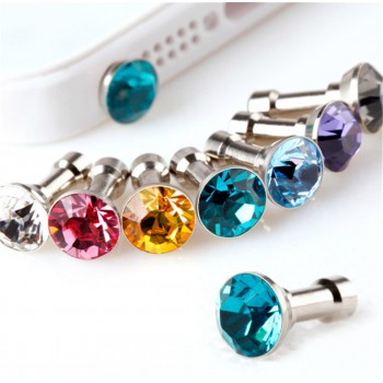 CatXaa 5pcs Bling Diamond Dust Plug Universal 3.5mm Cell Phone Earphone Plug For iPhone 6 5s Samsung HTC Headphone Jack Stopper