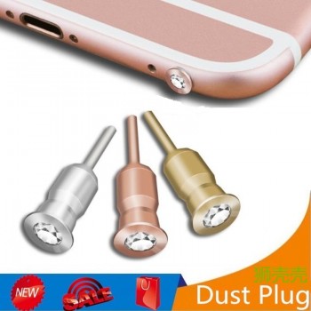 Crystal Metal 0.35cm Phone Dust Plug For iPhone 4s 5 5s SE 6 6s Plus Samsung Galaxy S8 S7 LG Sony 3.5mm Earphone Jack Dust Plugs