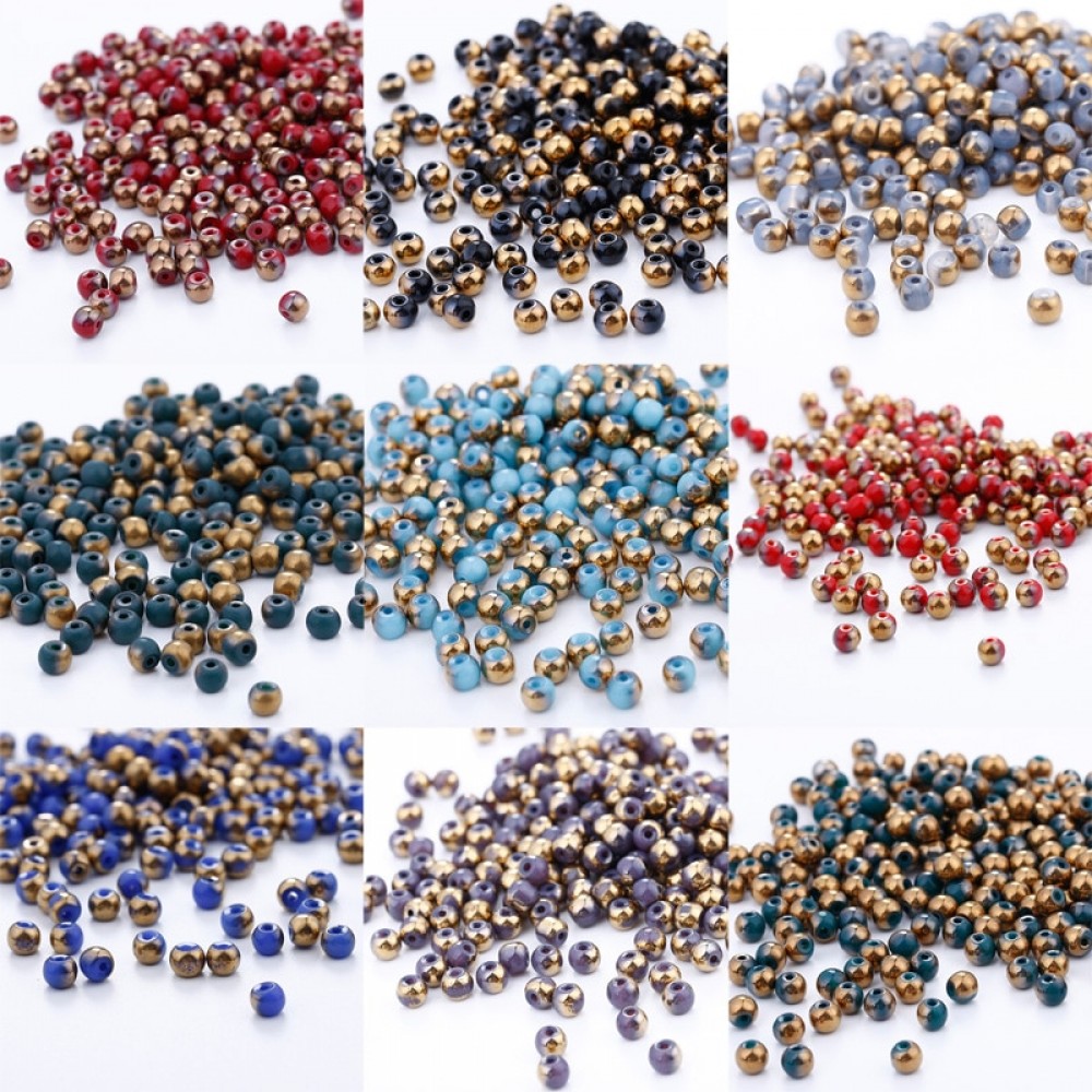 200pcs 4mm Round Shape Crystal Beads Glass Beads Loose Spacer Bead for DIY Jewelry Making U pick color