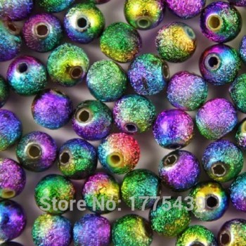 Mixed Silver Gold Rainbow Stardust Acrylic Round Ball Spacer Beads Charms Findings 4 6 8 10 12 20mm For Jewelry Making Craft DIY