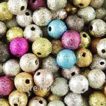 Mixed Silver Gold Rainbow Stardust Acrylic Round Ball Spacer Beads Charms Findings 4 6 8 10 12 20mm For Jewelry Making Craft DIY