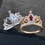 Trendy Crystal Crown Rings Love Romantic Jewelry for Women Birthday Gift Gold Silver Color Engagement Princess Queen Wedding