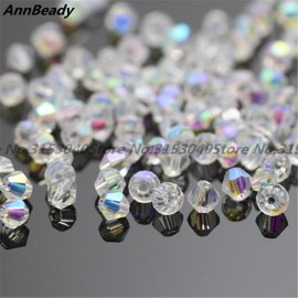 100pcs White ab Color 4mm Bicone Crystal Beads Glass Beads Loose Spacer Beads DIY Jewelry Making Austria Crystal Beads