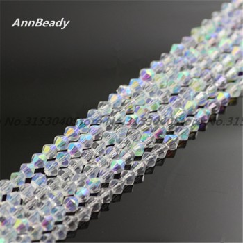 100pcs White ab Color 4mm Bicone Crystal Beads Glass Beads Loose Spacer Beads DIY Jewelry Making Austria Crystal Beads