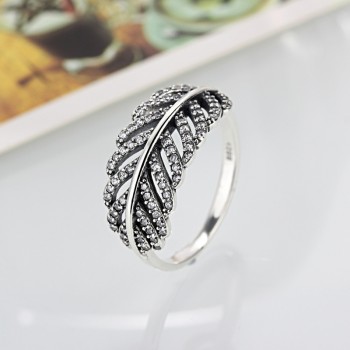 Light As A Feather Clear Zircon Pandora Ring Compatible With Wedding Rings For Women Jewelry Accessories Gift