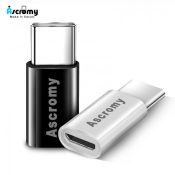 Ascromy Type C Adapter to Micro USB For Huawei P20 Pro Mate 20 Lite Xiaomi Samsung S9 S8 Oneplus 6 One Plus 6T 5 5T USB C Type-C
