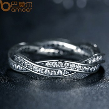 BAMOER 8 STYLE BRAIDED PAVE ,LEAVES My Princess Queen Crown SILVER RING Twist Of Fate Stackable Ring ANNIVERSARY SALE 2018