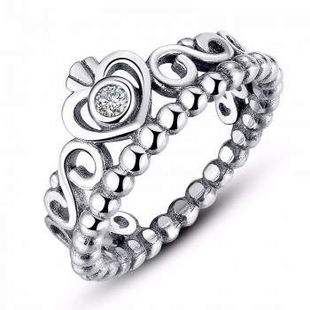 BAMOER 8 STYLE BRAIDED PAVE ,LEAVES My Princess Queen Crown SILVER RING Twist Of Fate Stackable Ring ANNIVERSARY SALE 2018