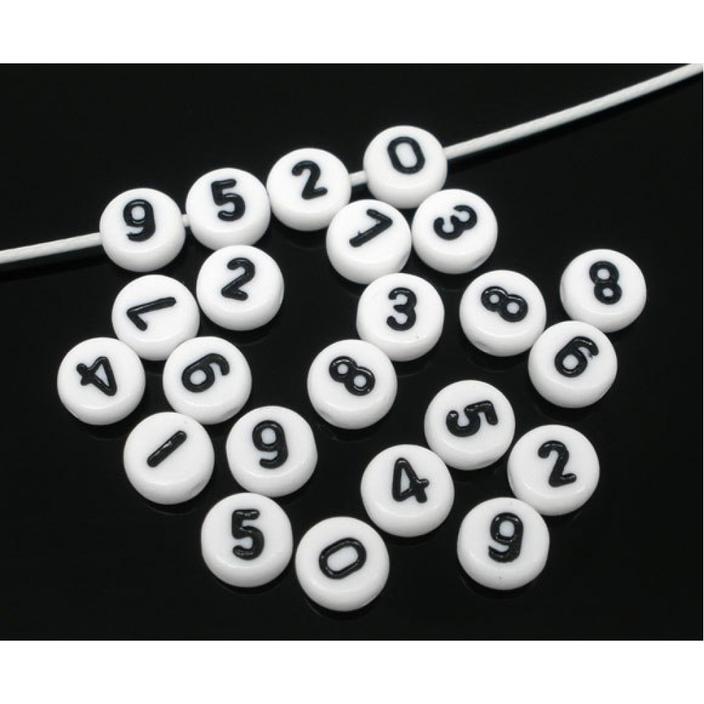 60 At Random White Acrylic Numbers Spacer Beads 7mm Findings new