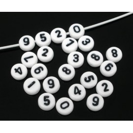 60 At Random White Acrylic Numbers Spacer Beads 7mm Findings new