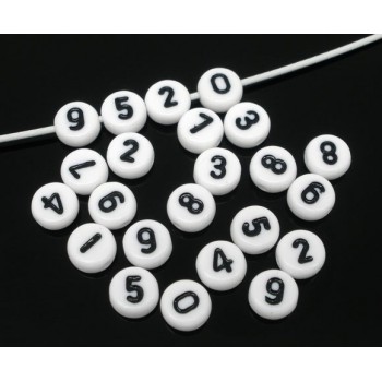 60 At Random White Acrylic Numbers Spacer Beads 7mm Findings new