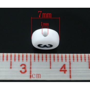 60 At Random White Acrylic Numbers Spacer Beads 7mm Findings new