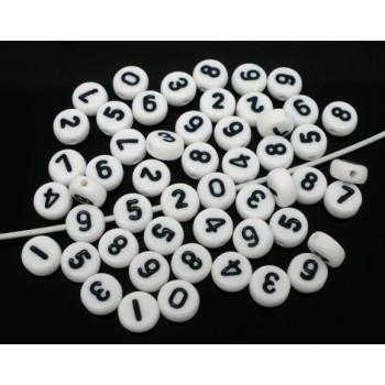 60 At Random White Acrylic Numbers Spacer Beads 7mm Findings new