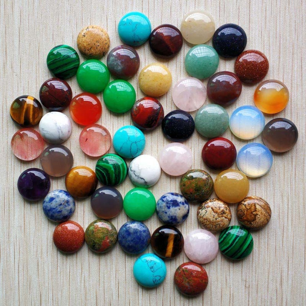 Wholesale 50pcs/lot 2018 fashion good quality assorted natural stone mix round cabochon stone beads 16mm for jewelry making free
